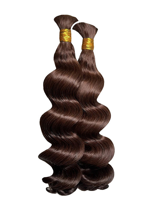 DOUBLE DRAWN DARK BROWN #2 LOOSE WAVE BULK, REAL HUMAN HAIR, BULK HAIR EXTENSIONS