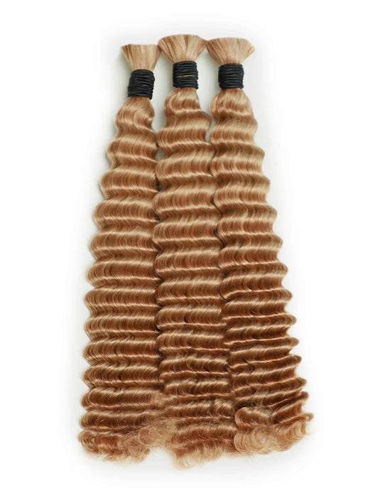 DEEP WAVE MEDIUM BLONDE #27 BULK HAIR, REAL HUMAN HAIR, BULK HAIR EXTENSIONS,