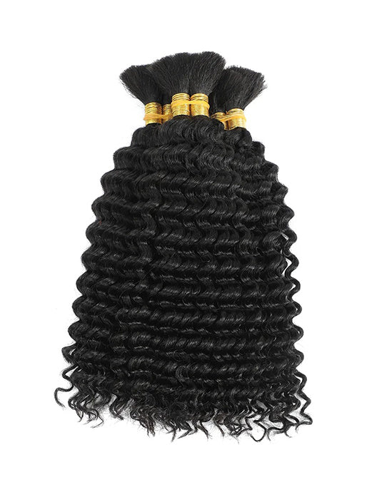 DEEP WAVE BULK HUMAN HAIR NATURAL BLACK (#1B), BULK HAIR EXTENSIONS, REAL HUMAN HAIR