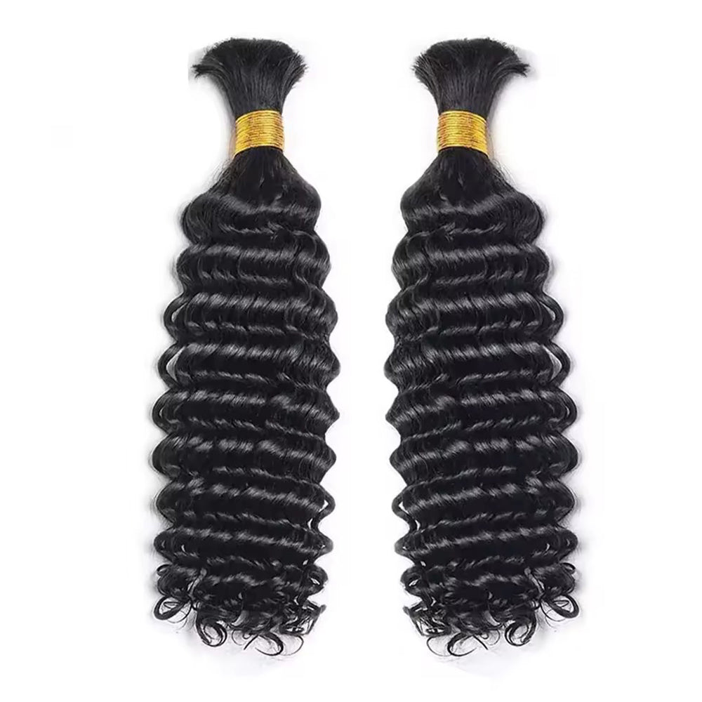 DEEP WAVE BULK HUMAN HAIR NATURAL BLACK (#1B), BULK HAIR EXTENSIONS, REAL HUMAN HAIR