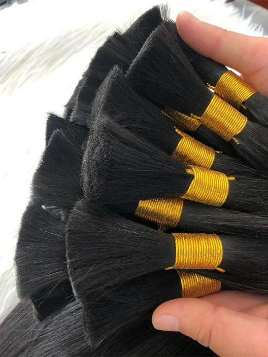 STRAIGHT BULK HAIR EXTENSIONS, NATURAL BLACK #1B HUMAN HAIR, BULK HAIR EXTENSIONS
