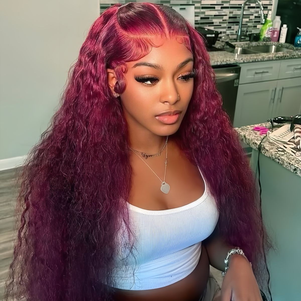Deep Wave red  99J, BULK HAIR EXTENSIONS, REAL HUMAN HAIR
