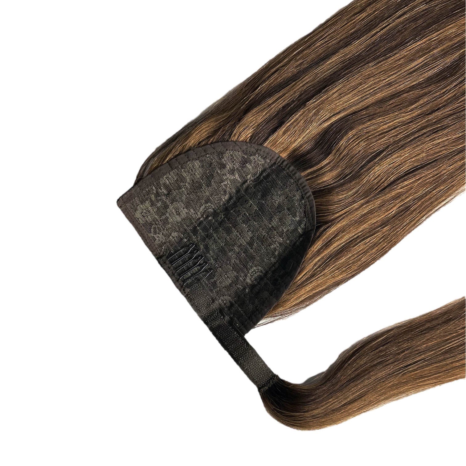 BODY WAVE PONYTAIL WIG 100% REAL HAIR #2/10 Dark Brown & Caramel Lowlights, NATURAL COLOR PONYTAIL, PNHAIR14