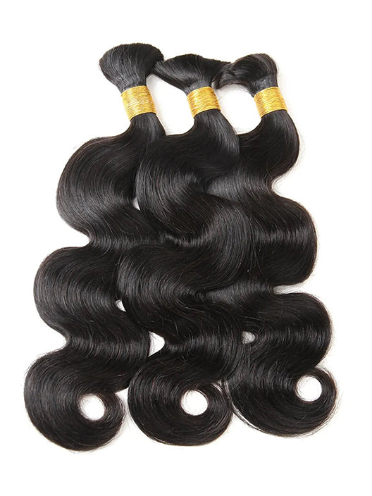 BODY WAVE BULK HUMAN HAIR NATURAL BLACK (#1B), BULK HAIR EXTENSIONS, REAL HUMAN HAIR