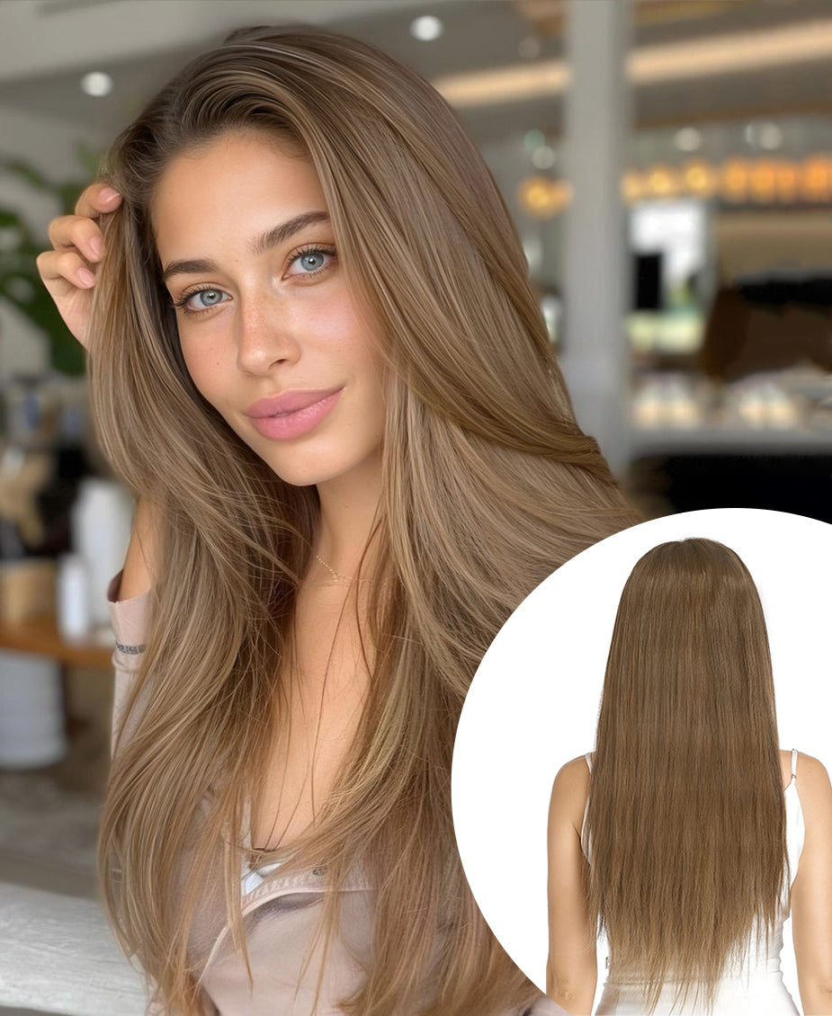 CLIP-IN HAIR EXTENSIONS, STRAIGHT AND NATURAL WITH HUMAN HAIR. CLIHAIR03