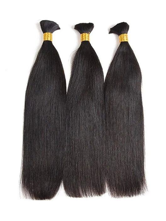 STRAIGHT BULK HAIR NATURAL BLACK (#1B), BULK HAIR EXTENSIONS, REAL HUMAN HAIR