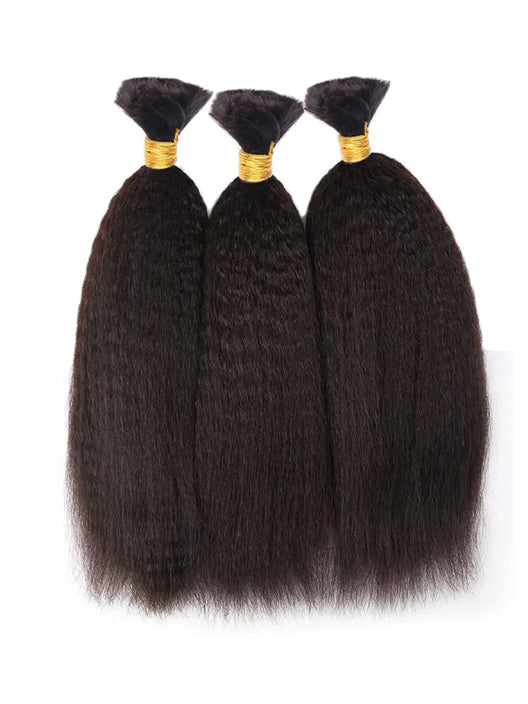 KINKY STRAIGHT BULK HAIR NATURAL BLACK (#1B), BULK HAIR EXTENSIONS, REAL HUMAN HAIR