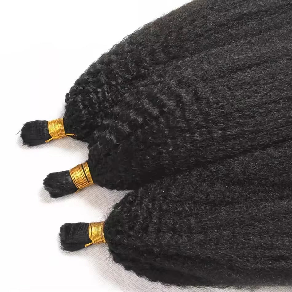 KINKY STRAIGHT BULK HAIR NATURAL BLACK (#1B), BULK HAIR EXTENSIONS, REAL HUMAN HAIR