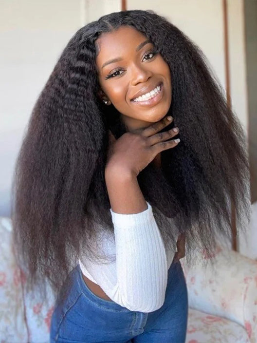 KINKY STRAIGHT BULK HAIR NATURAL BLACK (#1B), BULK HAIR EXTENSIONS, REAL HUMAN HAIR