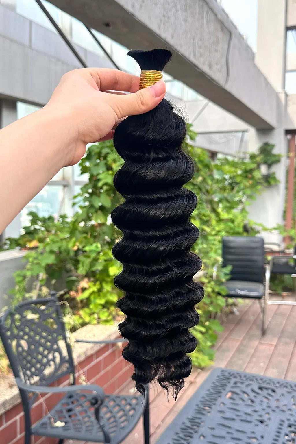 DOUBLE DRAWN JET BLACK #1 DEEP WAVE BULK HUMAN HAIR, BULK HAIR EXTENSIONS, REAL HUMAN HAIR