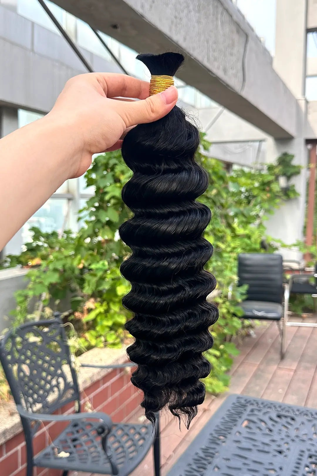 DOUBLE DRAWN JET BLACK #1 DEEP WAVE BULK HUMAN HAIR, BULK HAIR EXTENSIONS, REAL HUMAN HAIR