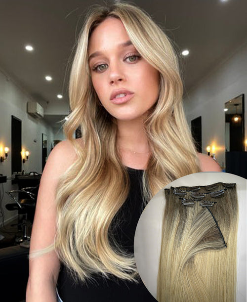 CLIP-IN HAIR EXTENSIONS, STRAIGHT AND NATURAL WITH HUMAN HAIR. CLIHAIR01
