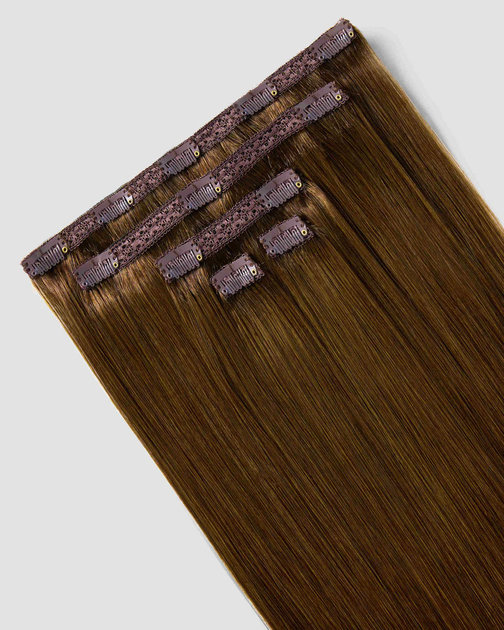 CLIP-IN HAIR EXTENSIONS Rich Mocha  , STRAIGHT AND NATURAL WITH HUMAN HAIR. CLIHAIR08