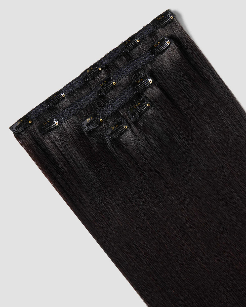 CLIP-IN HAIR EXTENSIONS Natural Black , STRAIGHT AND NATURAL WITH HUMAN HAIR. CLIHAIR07