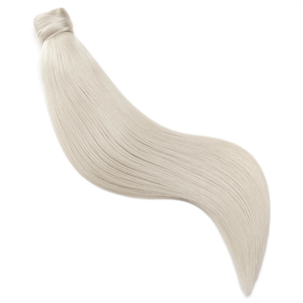 BODY WAVE PONYTAIL WIG 100% REAL HAIR #60a Silver White Blonde, NATURAL COLOR PONYTAIL, PNHAIR17