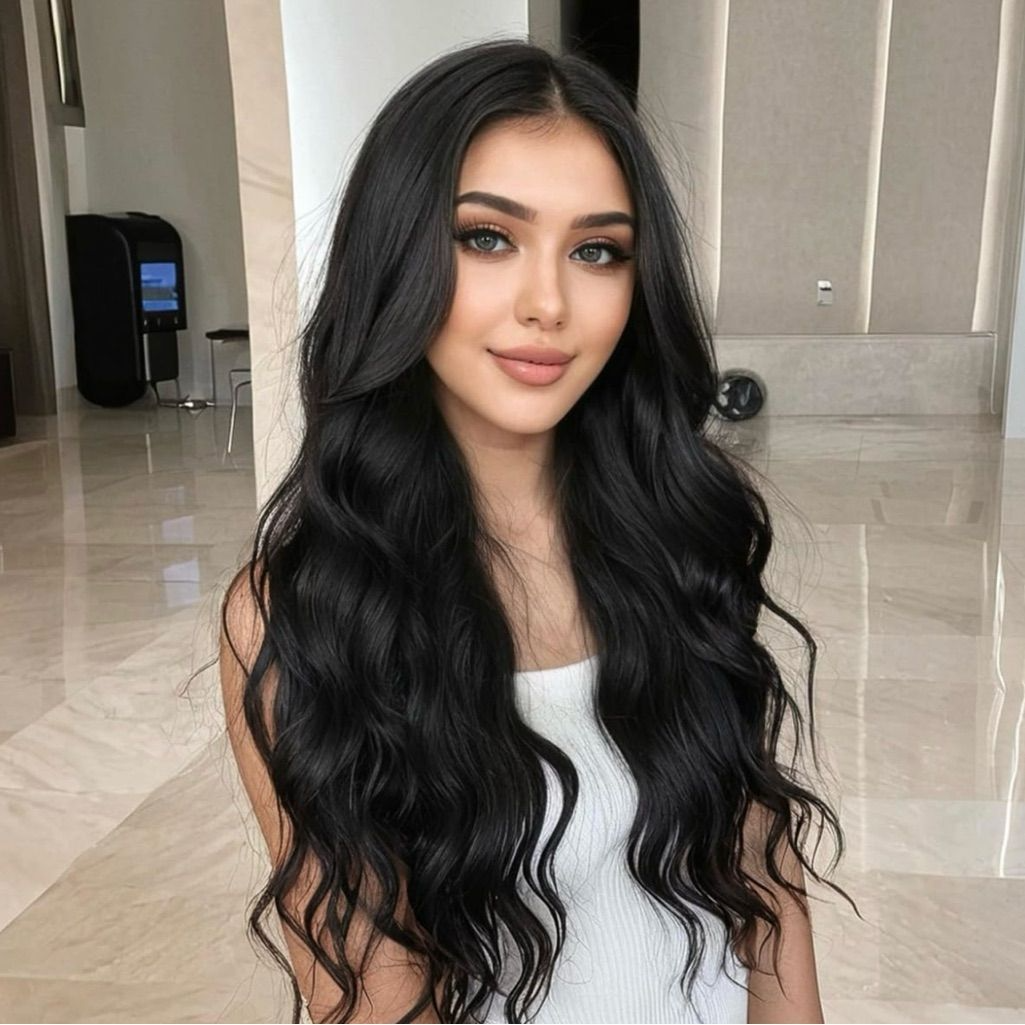 CLIP-IN HAIR EXTENSIONS Natural Black , STRAIGHT AND NATURAL WITH HUMAN HAIR. CLIHAIR07