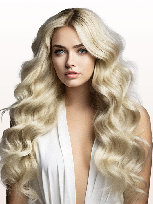 GENIUS WEFT HAIR EXTENSIONS #60 PLATINUM BLONDE, SEW IN EXTENSIONS, GENIUS WEFT HAIR, NATURAL HUMAN HAIR
