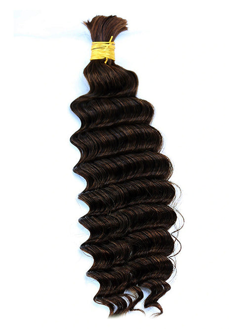 #2 DARK BROWN COLOR DEEP WAVE BULK, REAL HUMAN HAIR, BULK HAIR EXTENSIONS