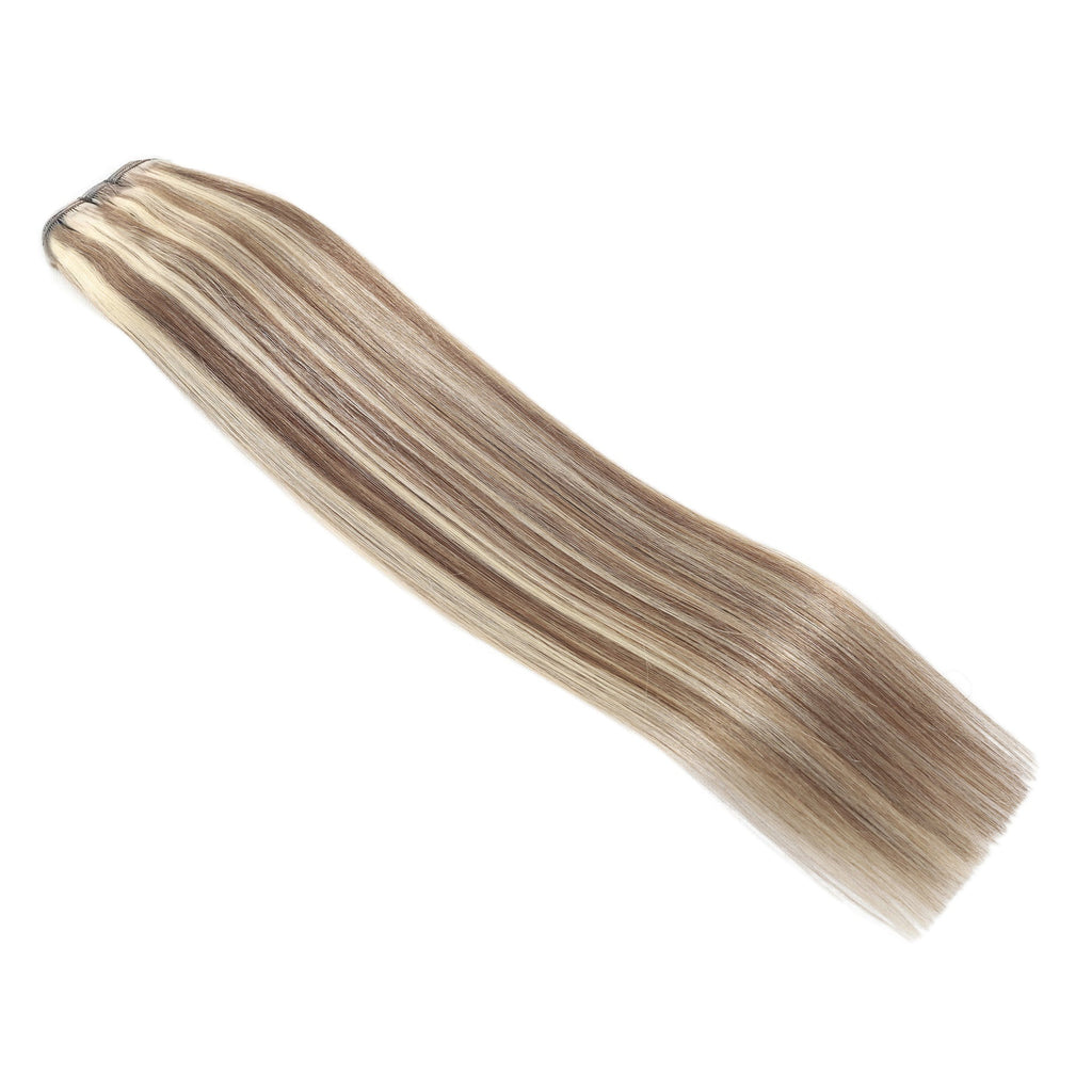 WEFT HAIR EXTENSIONS #8A-60 ASH BROWN & PLATINUM BLONDE HIGHLIGHTS, SEW IN EXTENSIONS, WEFT HAIR, HAIR EXTENSIONS
