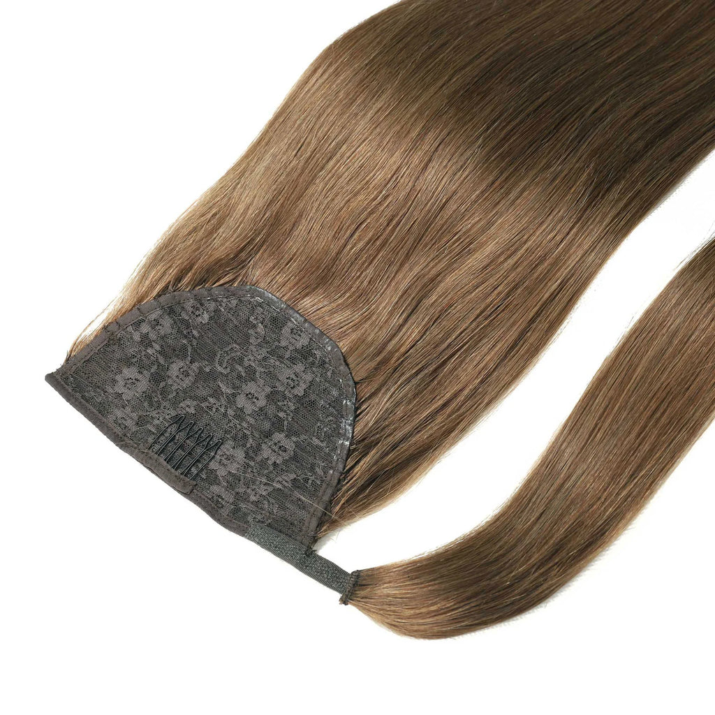 BODY WAVE PONYTAIL WIG 100% REAL HAIR #8 Cinnamon Brown, NATURAL COLOR PONYTAIL, PNHAIR13