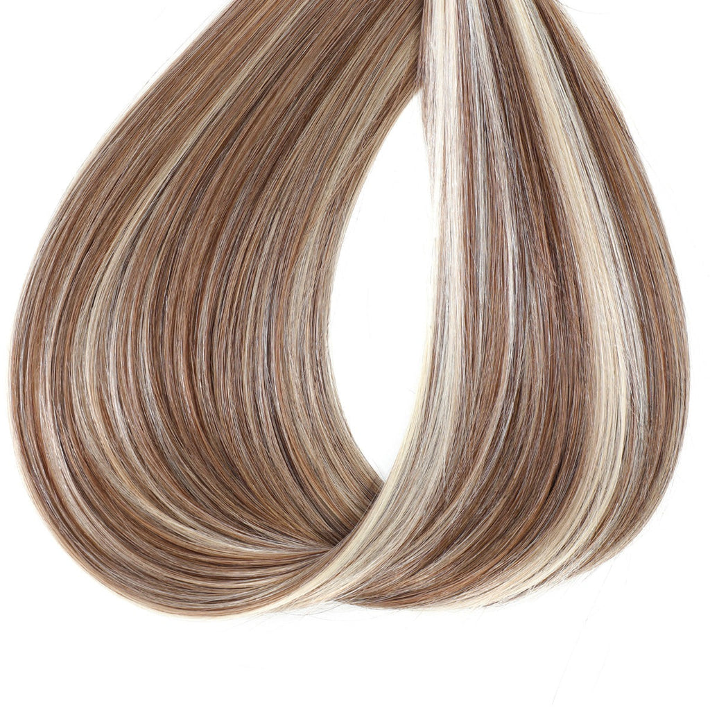 WEFT HAIR EXTENSIONS #8A-60 ASH BROWN & PLATINUM BLONDE HIGHLIGHTS, SEW IN EXTENSIONS, WEFT HAIR, HAIR EXTENSIONS