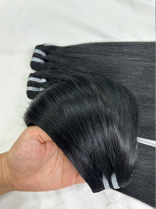 WEFT HAIR EXTENSIONS, SILKY STRAIGHT BLACK HAIR FOR FULL VOLUME. WHHAIR01
