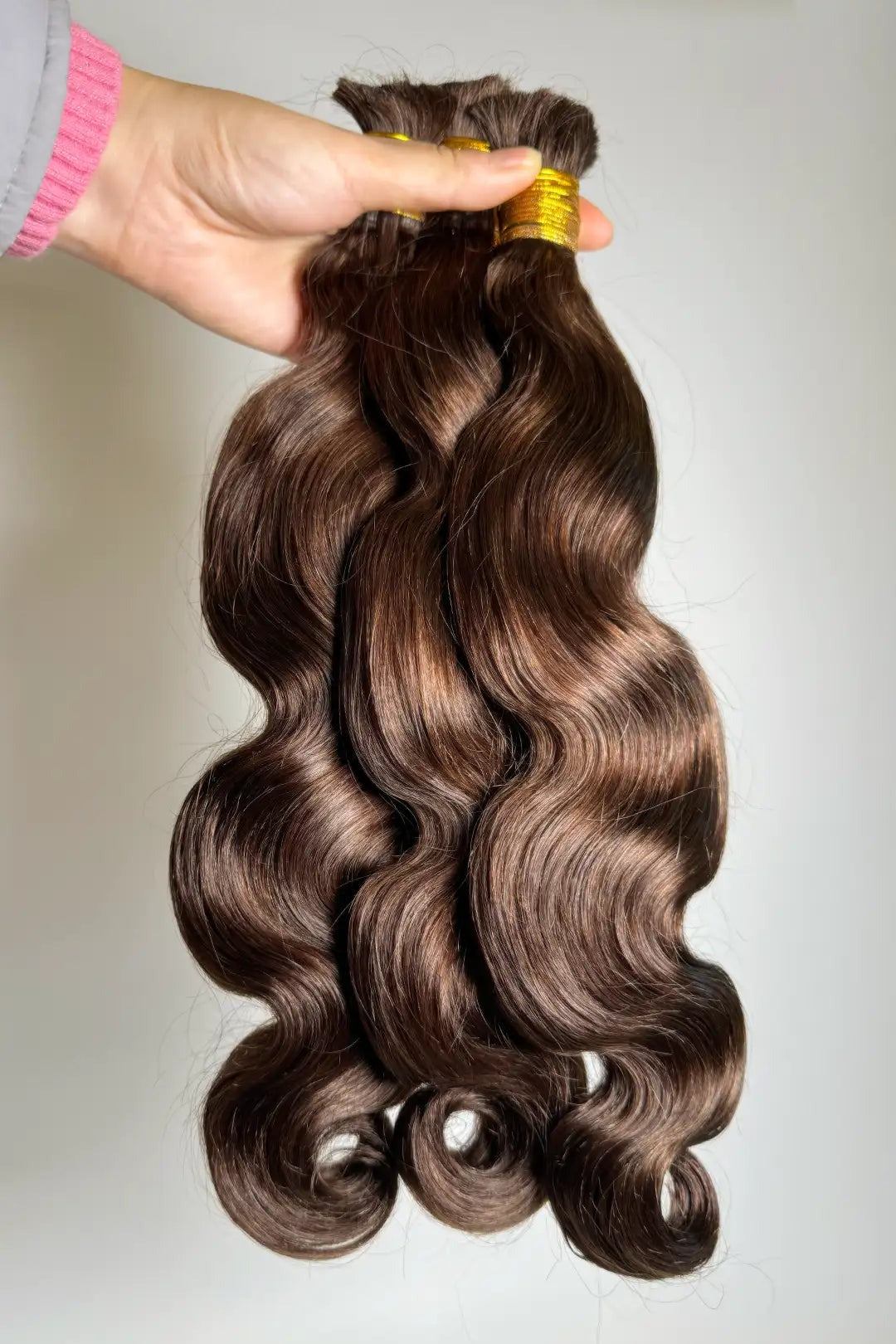 DOUBLE DRAWN DARK BROWN#2 BODY WAVE BULK HAIR, REAL HUMAN HAIR, BULK HAIR EXTENSIONS