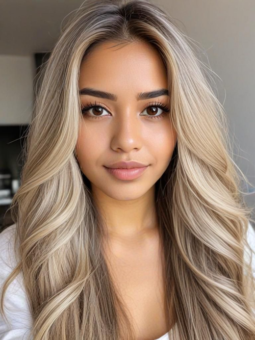 BODY WAVE PONYTAIL WIG 100% REAL HAIR  #17/17/1001 Dark Ash Blonde Balayage, NATURAL COLOR PONYTAIL, PNHAIR10