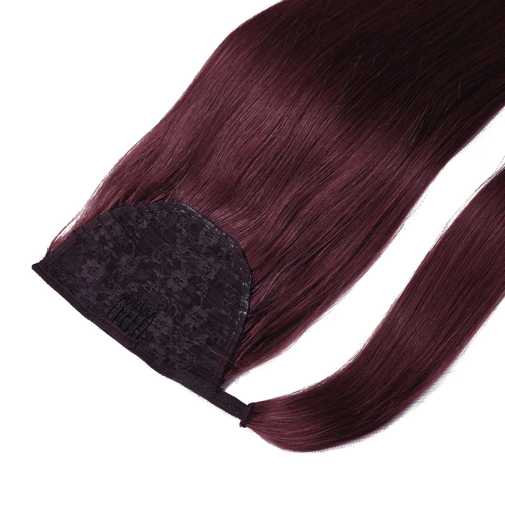BODY WAVE PONYTAIL WIG 100% REAL HAIR #99j Burgundy, NATURAL COLOR PONYTAIL, PNHAIR18