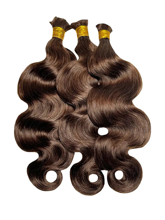 DOUBLE DRAWN DARK BROWN#2 BODY WAVE BULK HAIR, REAL HUMAN HAIR, BULK HAIR EXTENSIONS