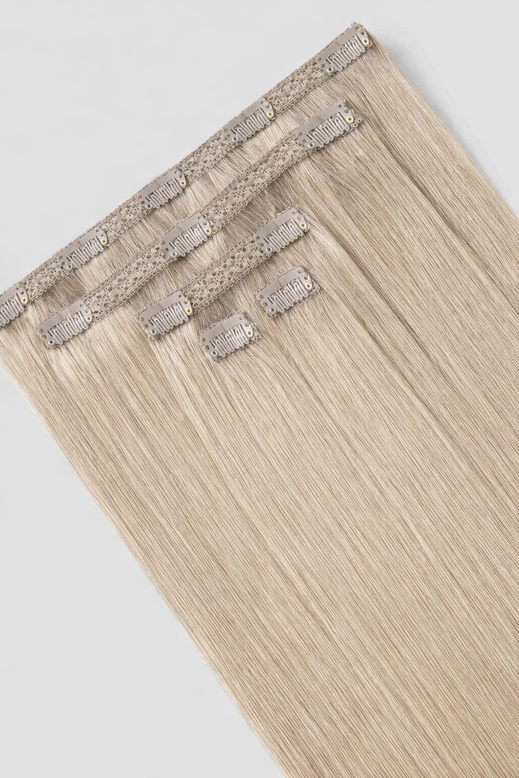 CLIP IN HAIR EXTENSIONS Ash Beige , Straight, Natural Look, 100% Human Hair, Easy Clip In, Comfortable Fit, Versatile Styling, Long Lasting Quality. CLIHAIR46