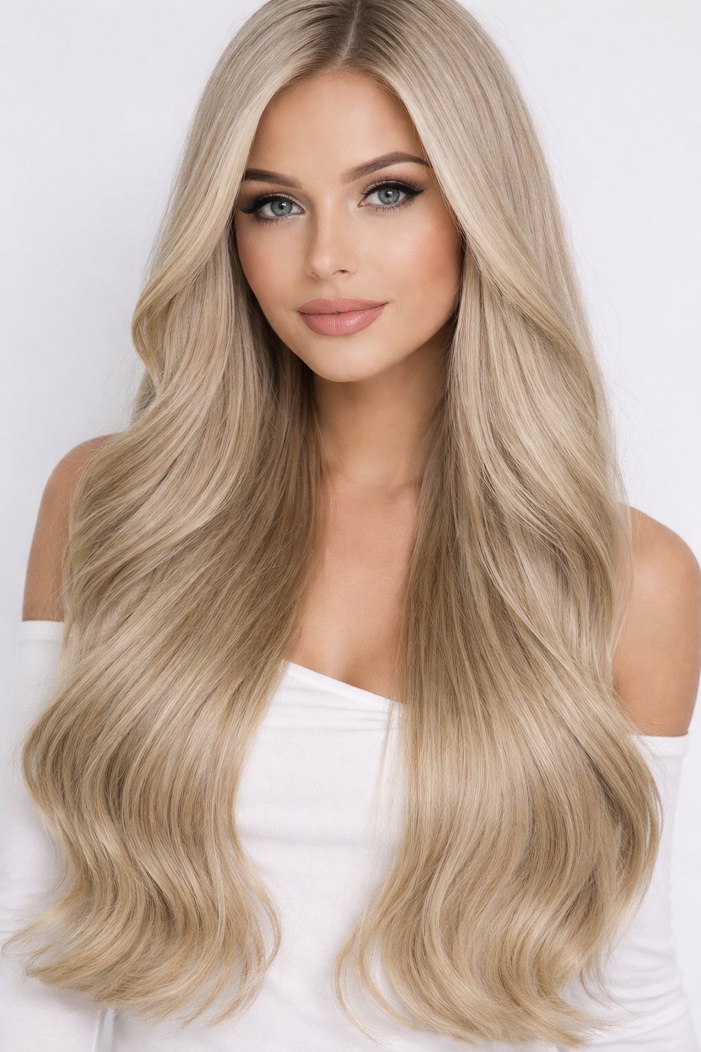 CLIP IN HAIR EXTENSIONS Ash Beige , Straight, Natural Look, 100% Human Hair, Easy Clip In, Comfortable Fit, Versatile Styling, Long Lasting Quality. CLIHAIR46