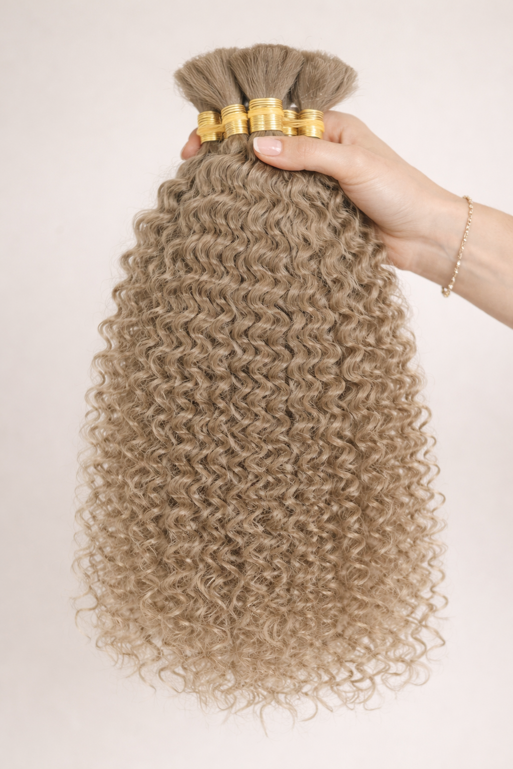 DEEP WAVE BULK HUMAN HAIR Ash Beige, BULK HAIR EXTENSIONS, REAL HUMAN HAIR