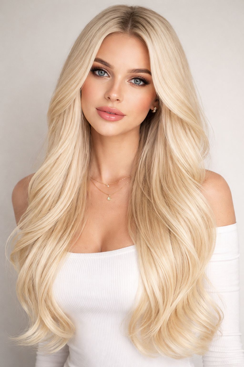 CLIP IN HAIR EXTENSIONS Ash Blonde, Straight, Natural Look, 100% Human Hair, Easy Clip In, Comfortable Fit, Versatile Styling, Long Lasting Quality. CLIHAIR30