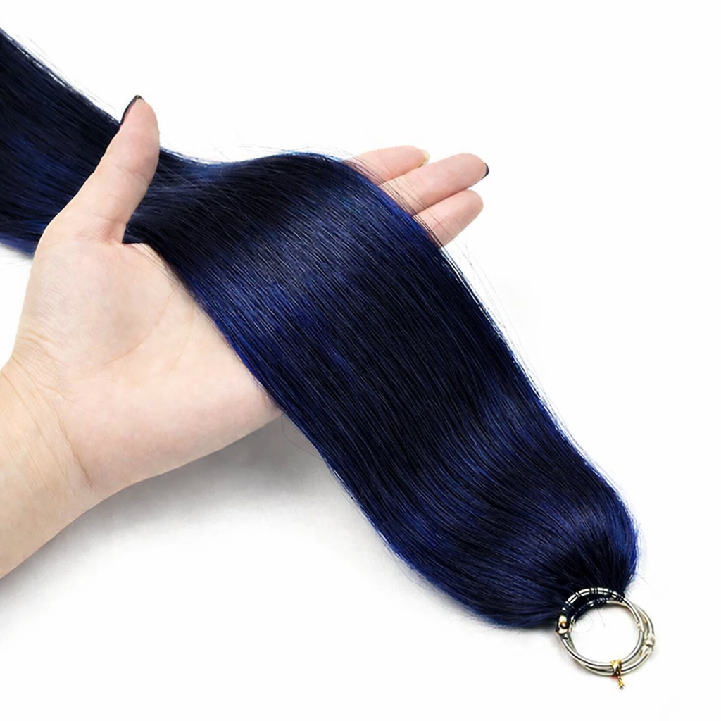 FEATHER CROCHET HAIR BLUE BLACK, HAIR EXTENSIONS, FEATHER CROCHET, REAL HUMAN HAIR