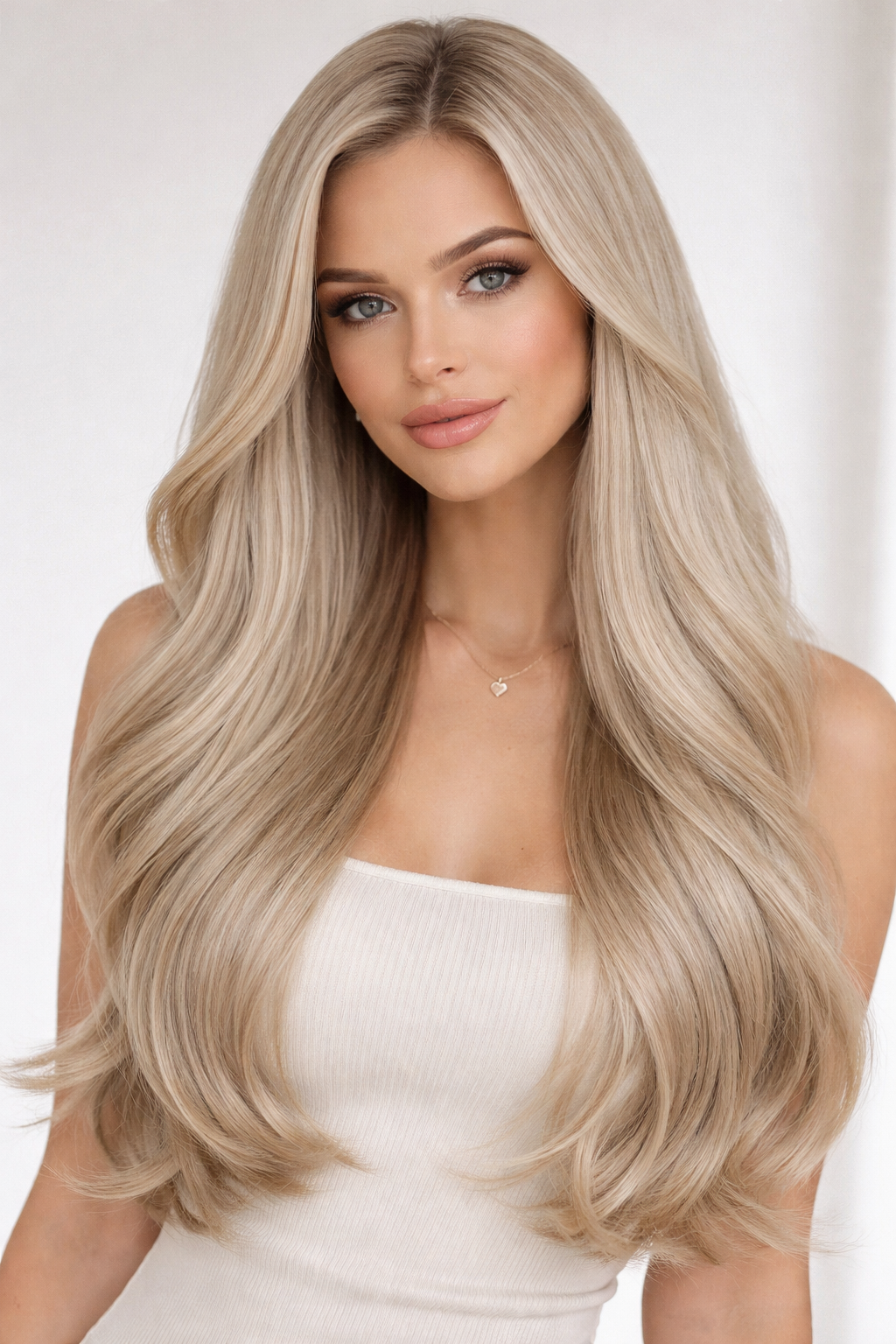CLIP IN HAIR EXTENSIONS Beige Blonde, Straight, Natural Look, 100% Human Hair, Easy Clip In, Comfortable Fit, Versatile Styling, Long Lasting Quality. CLIHAIR31