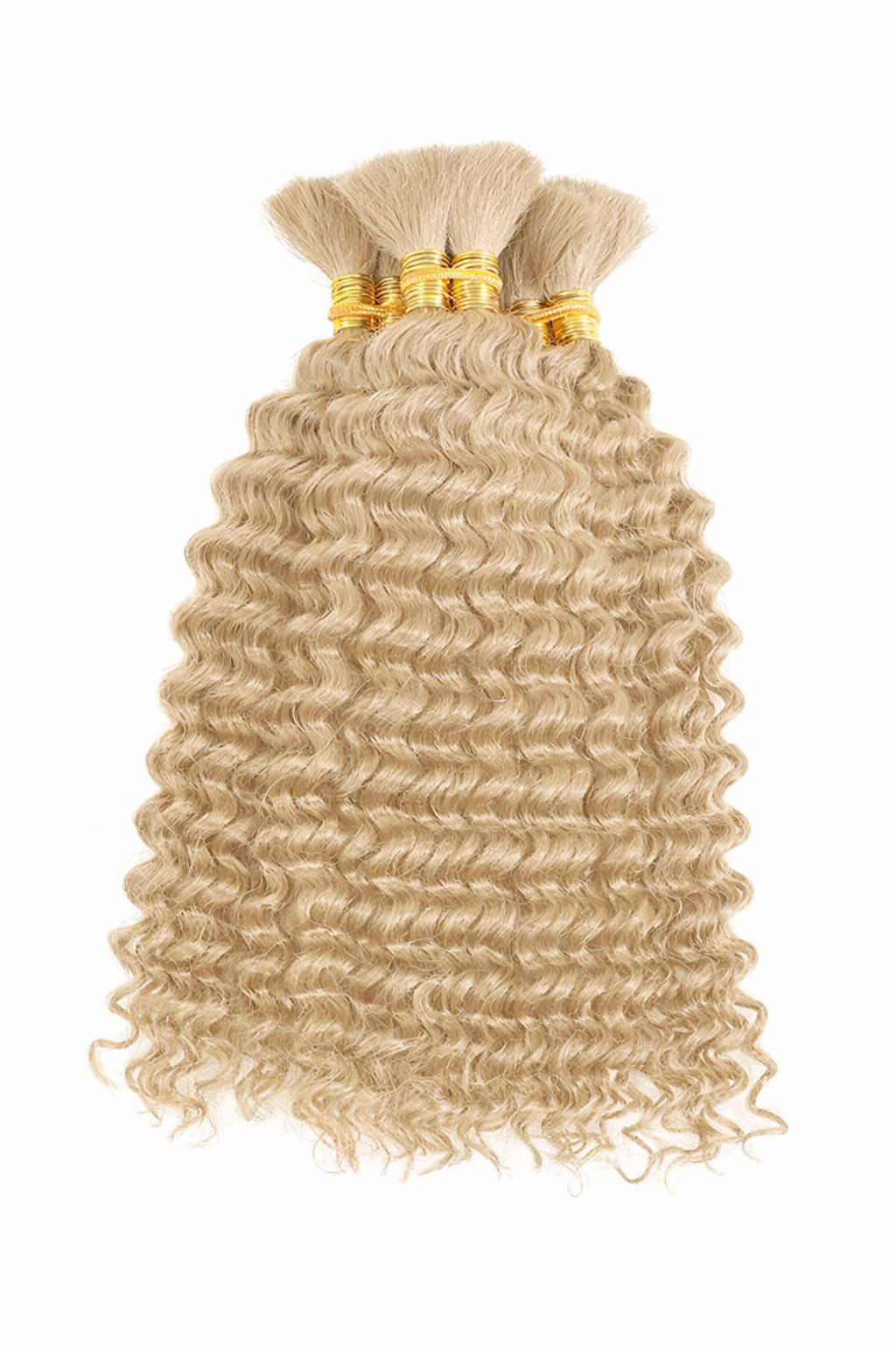 DEEP WAVE BULK HUMAN HAIR Beige Blonde, BULK HAIR EXTENSIONS, REAL HUMAN HAIR