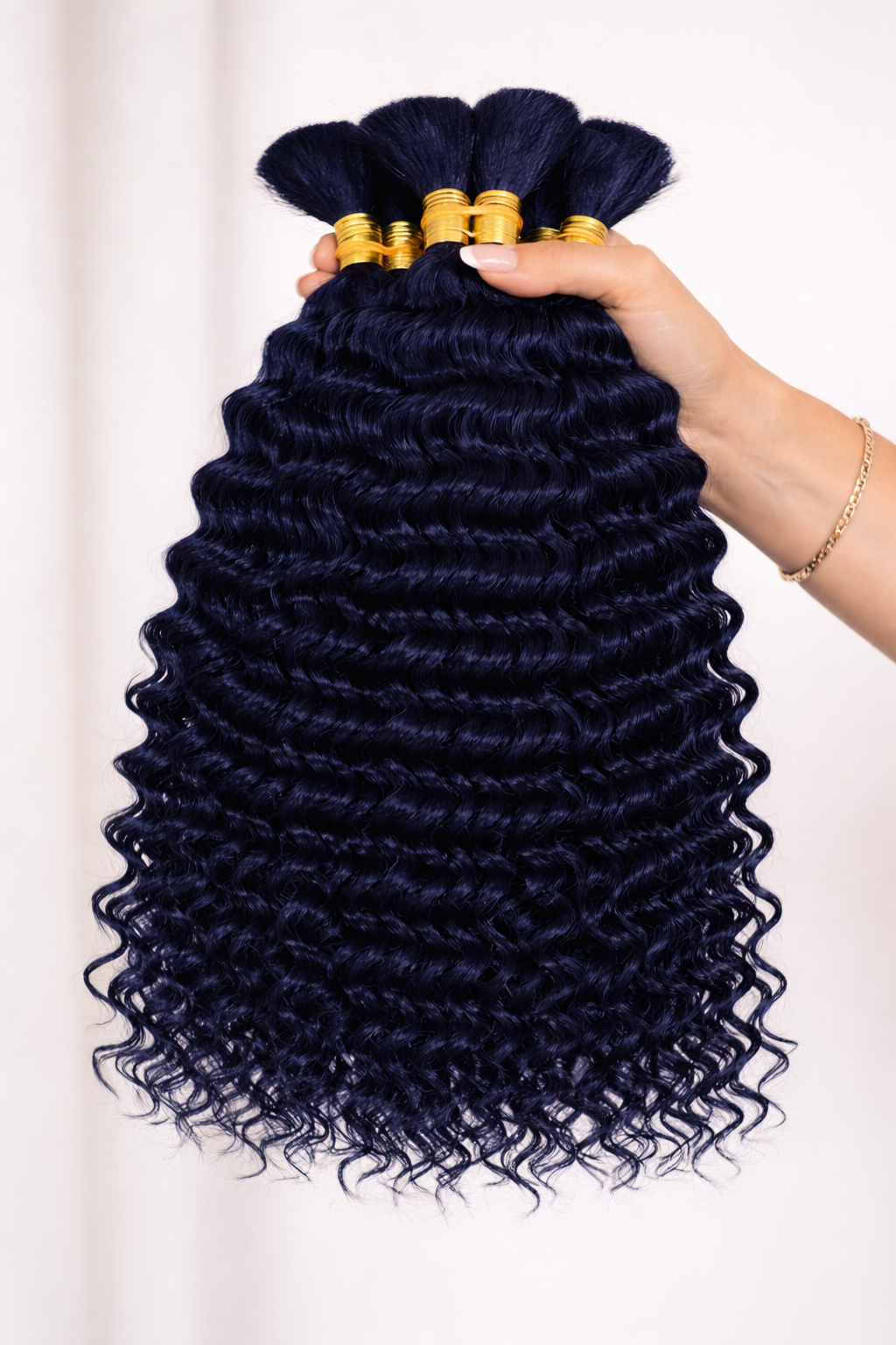 DEEP WAVE BULK HUMAN HAIR Blue Black, BULK HAIR EXTENSIONS, REAL HUMAN HAIR