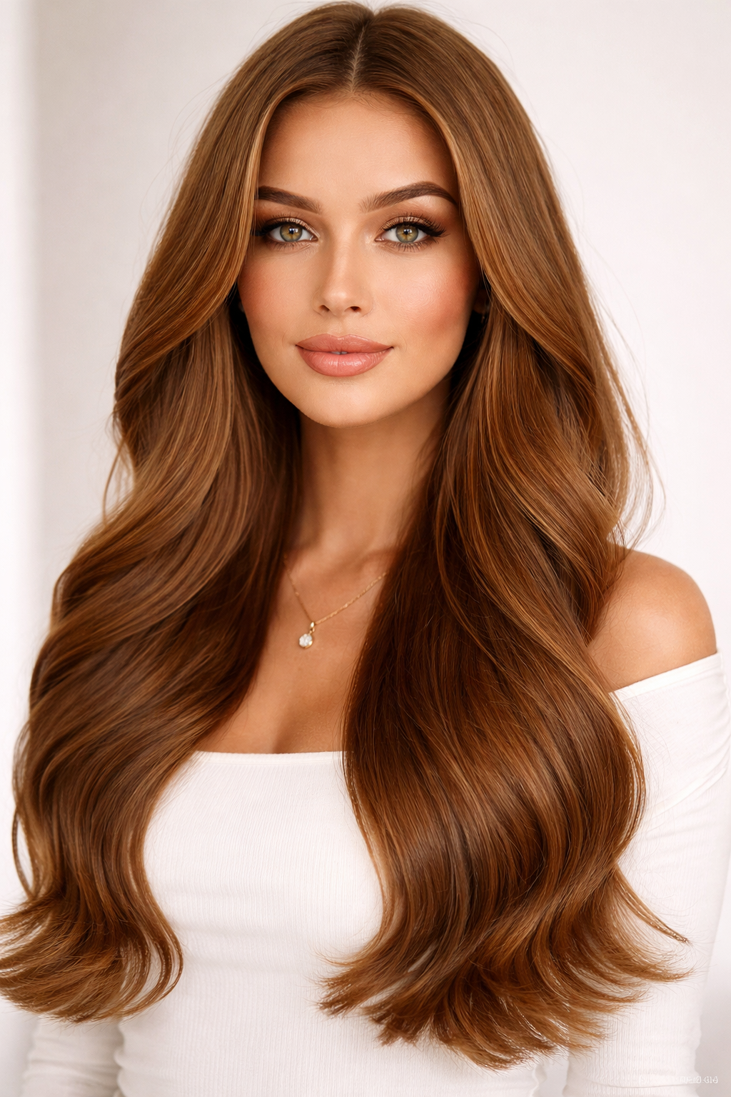 CLIP IN HAIR EXTENSIONS Caramel Brown, Straight, Natural Look, 100% Human Hair, Easy Clip In, Comfortable Fit, Versatile Styling, Long Lasting Quality. CLIHAIR42