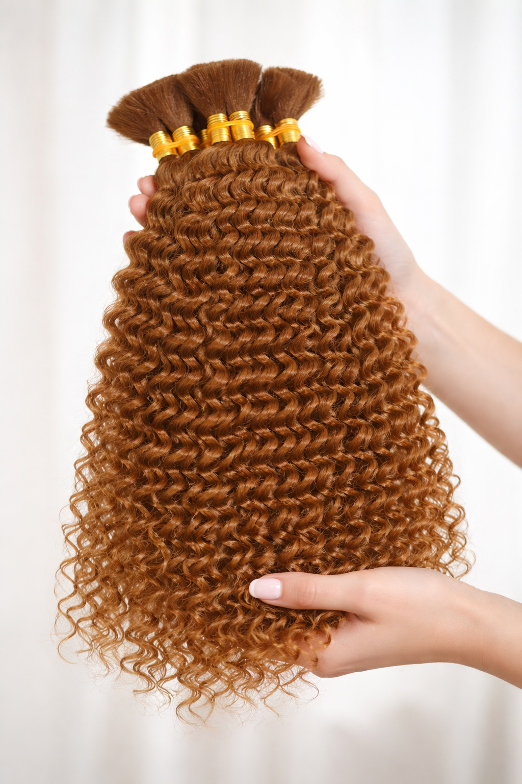 DEEP WAVE BULK HUMAN HAIR Caramel Brown, BULK HAIR EXTENSIONS, REAL HUMAN HAIR