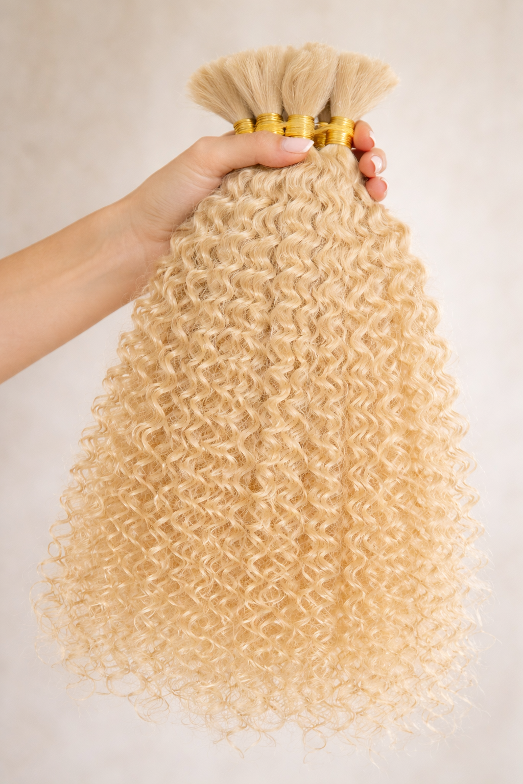 DEEP WAVE BULK HUMAN HAIR Champagne Blonde, BULK HAIR EXTENSIONS, REAL HUMAN HAIR