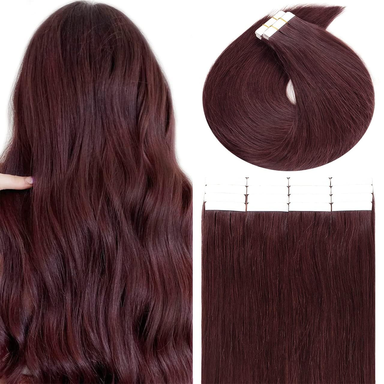 GENIUS WEFT HAIR EXTENSIONS Cherry Wine 99J, SEW IN EXTENSIONS, GENIUS WEFT HAIR, NATURAL HUMAN HAIR