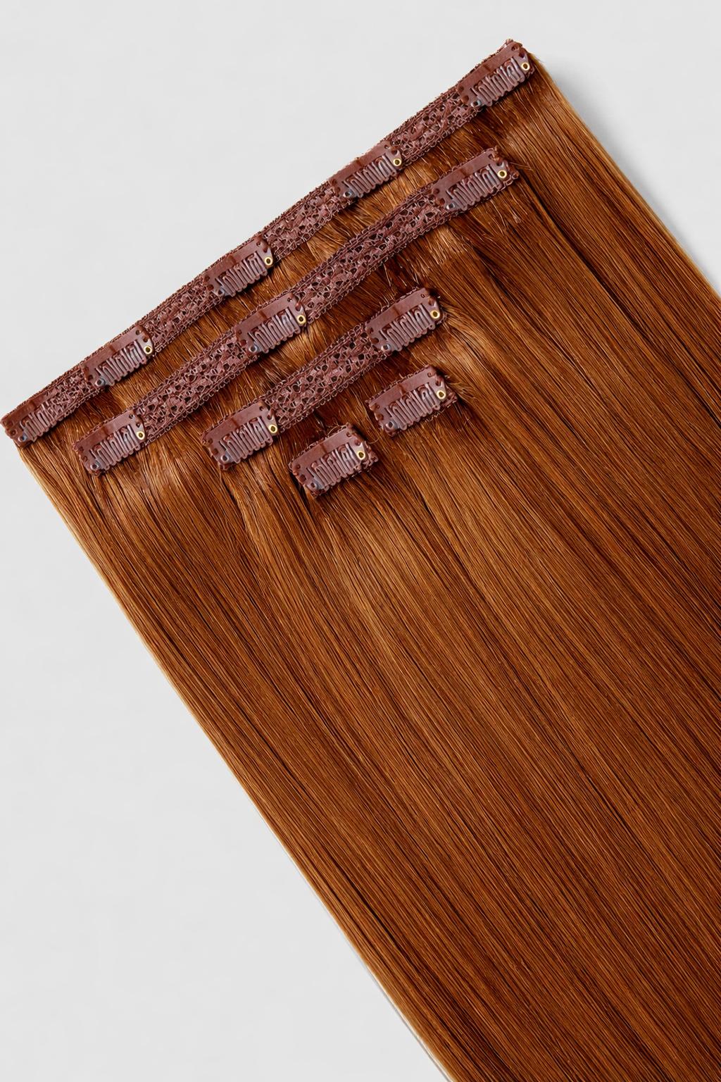 CLIP IN HAIR EXTENSIONS Chestnut Light Brown, Straight, Natural Look, 100% Human Hair, Easy Clip In, Comfortable Fit, Versatile Styling, Long Lasting Quality. CLIHAIR44