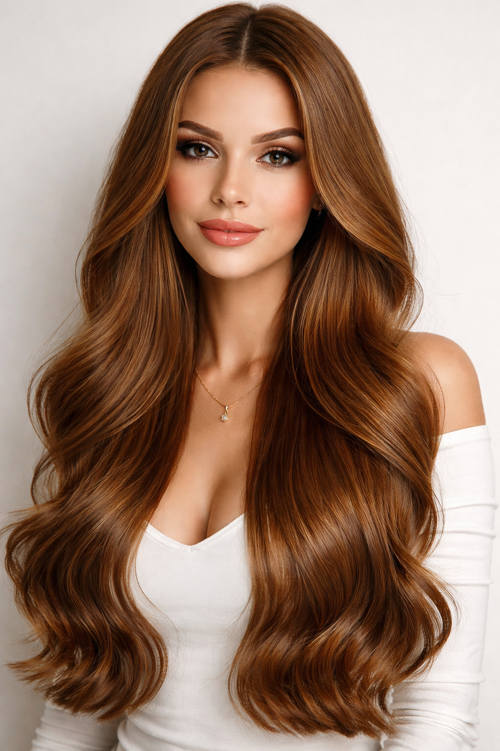 CLIP IN HAIR EXTENSIONS Chestnut Light Brown, Straight, Natural Look, 100% Human Hair, Easy Clip In, Comfortable Fit, Versatile Styling, Long Lasting Quality. CLIHAIR44