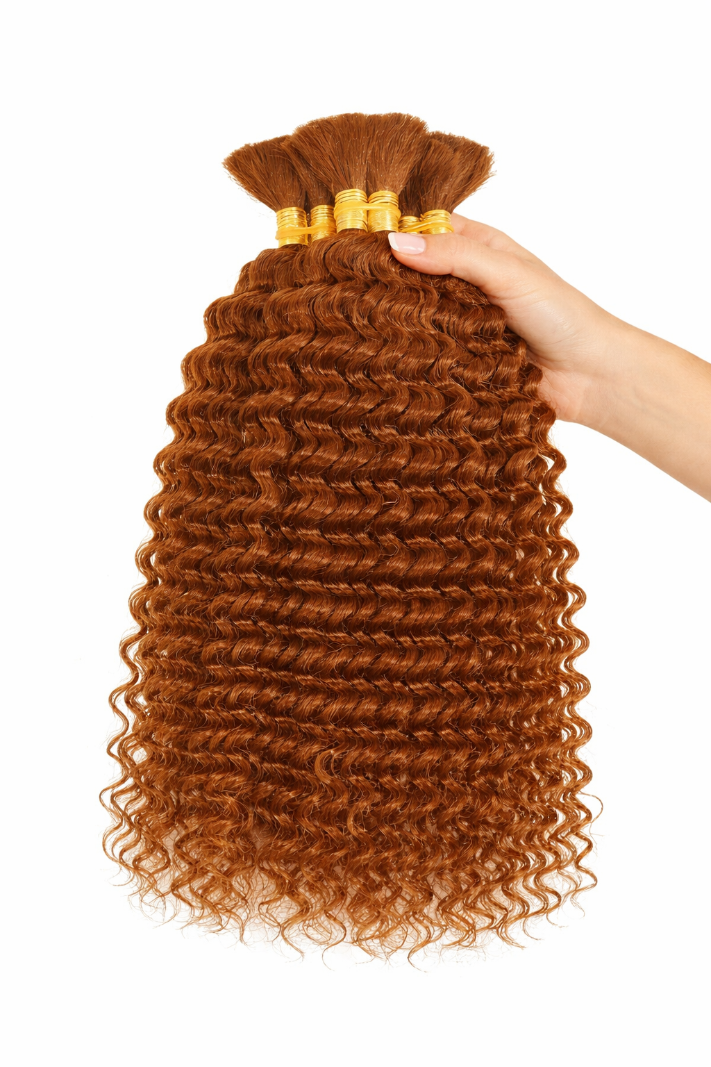 DEEP WAVE BULK HUMAN HAIR Chestnut Light Brown, BULK HAIR EXTENSIONS, REAL HUMAN HAIR