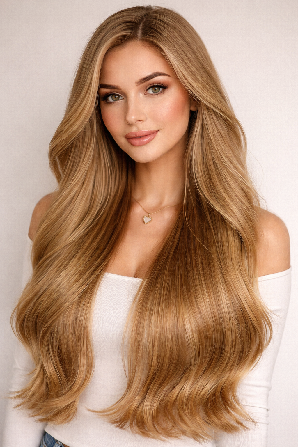 CLIP IN HAIR EXTENSIONS Dark Blonde, Straight, Natural Look, 100% Human Hair, Easy Clip In, Comfortable Fit, Versatile Styling, Long Lasting Quality. CLIHAIR34