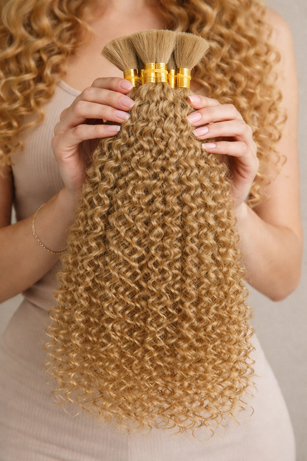 DEEP WAVE BULK HUMAN HAIR Dark Blonde, BULK HAIR EXTENSIONS, REAL HUMAN HAIR