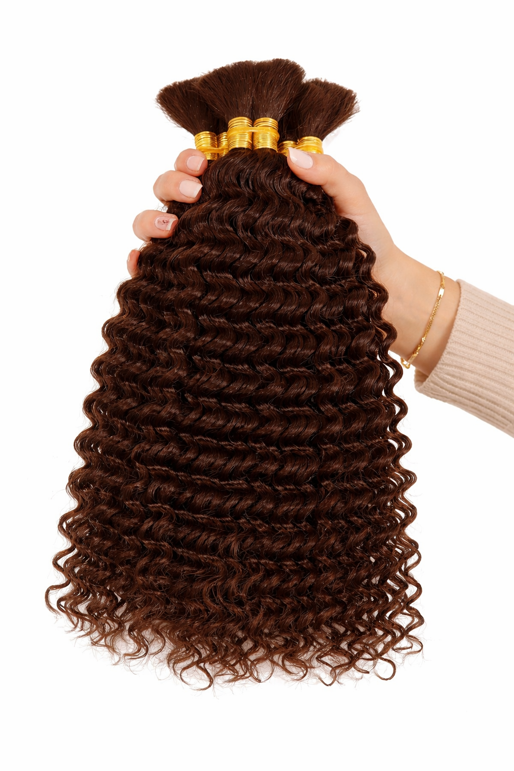 DEEP WAVE BULK HUMAN HAIR Dark Chestnut Brown, BULK HAIR EXTENSIONS, REAL HUMAN HAIR