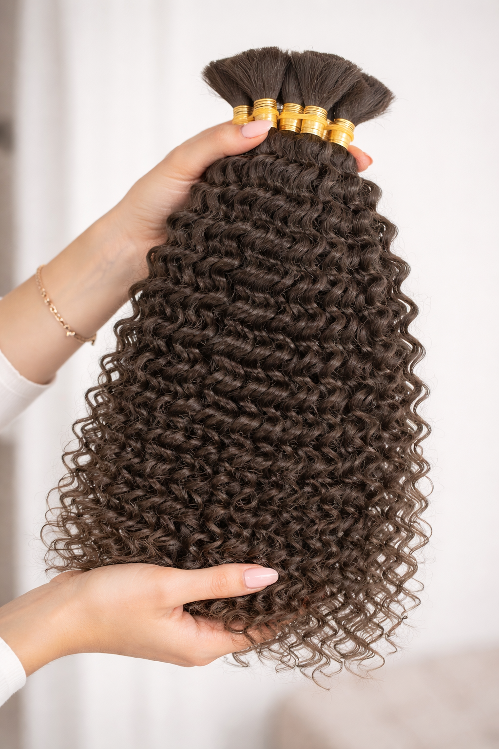 DEEP WAVE BULK HUMAN HAIR Dark Grey Brown, BULK HAIR EXTENSIONS, REAL HUMAN HAIR