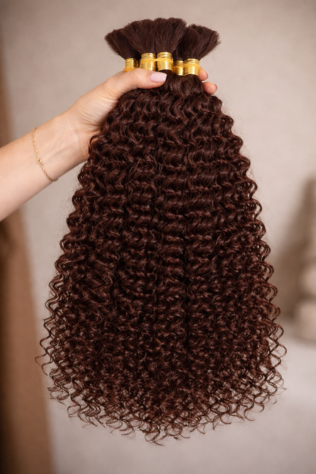 DEEP WAVE BULK HUMAN HAIR  Dark Red Brown, BULK HAIR EXTENSIONS, REAL HUMAN HAIR